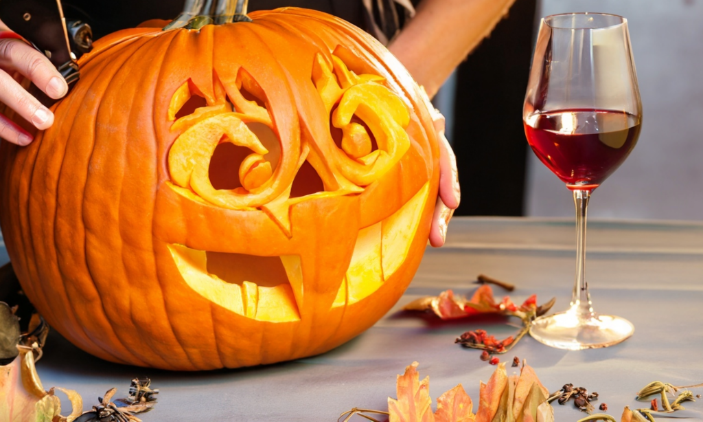 Pumpkin Carving and wine